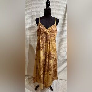 Speed Control NY Yellow Brown Spaghetti Strap Maxi Sundress Boho Size Large